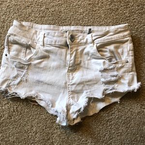White jean shorts